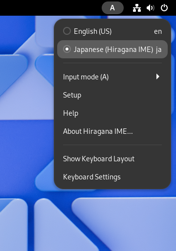 Keyboard menu